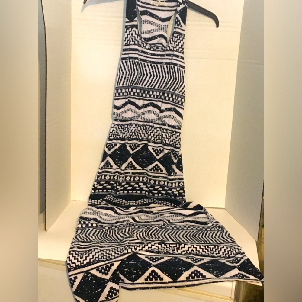 DEREK HEART - Navy Blue & White Tribal Print Dress -  Size Small